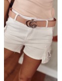 Women\'s shorts with pockets, white 629 - Online store - Boutique